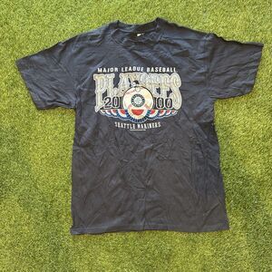 Vintage Y2K Seattle Mariners 2000 Playoffs Navy Shirt Mens L Graphic Logo Tee